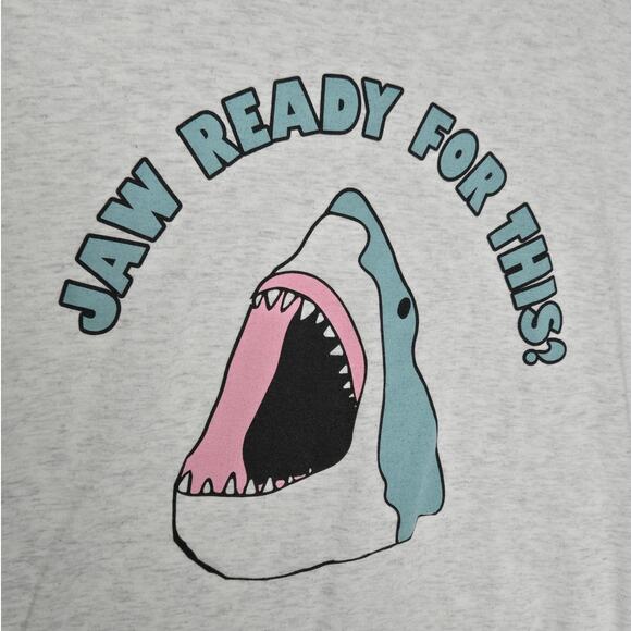 Next Level Apparel Jaw Ready For This Shark Graphic Tee Women's XL - Picture 3 of 5